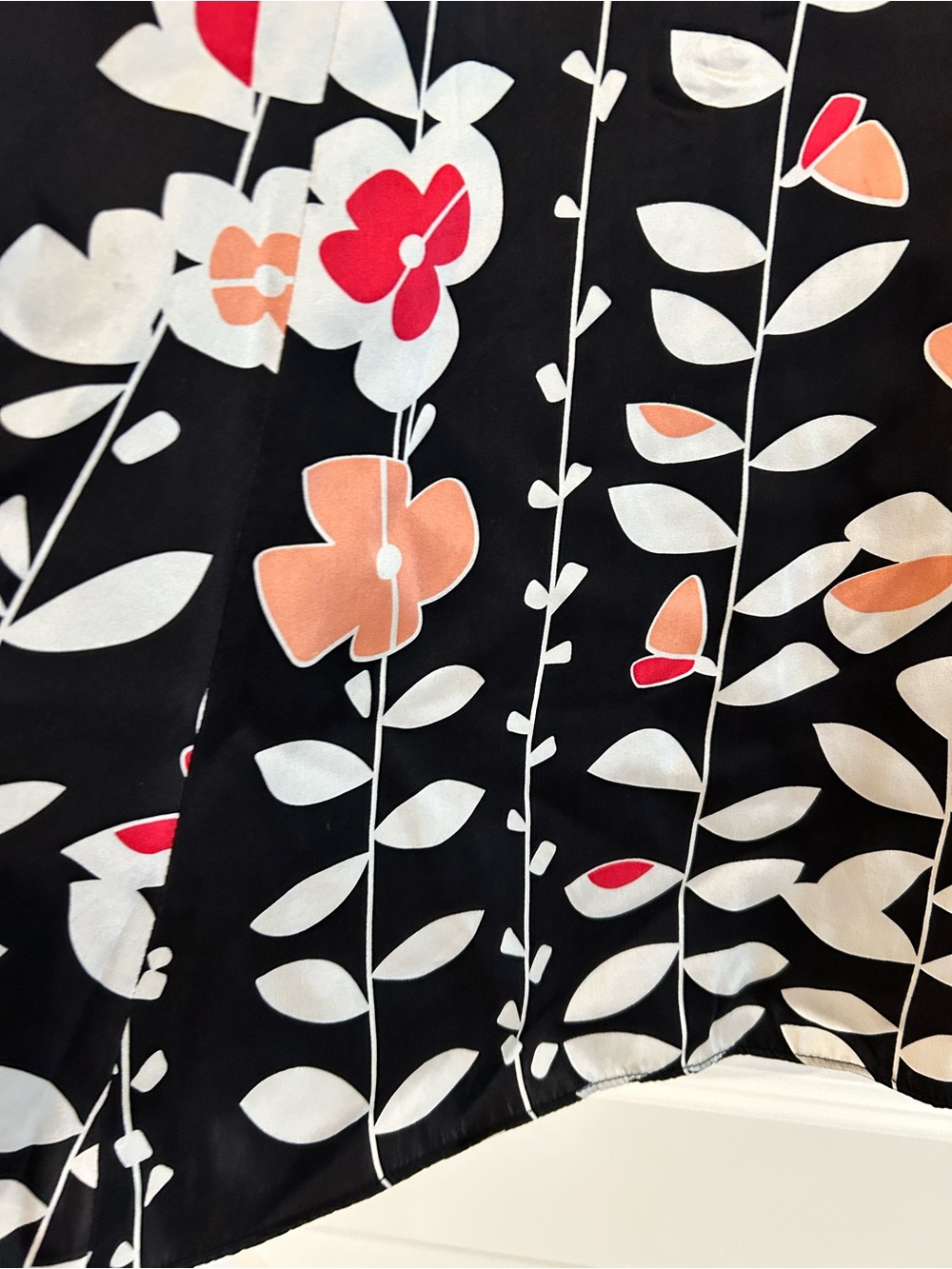 Talbots Pure Silk Floral Skirt Black White Multi Size 6P Petite - Picture 10 of 12
